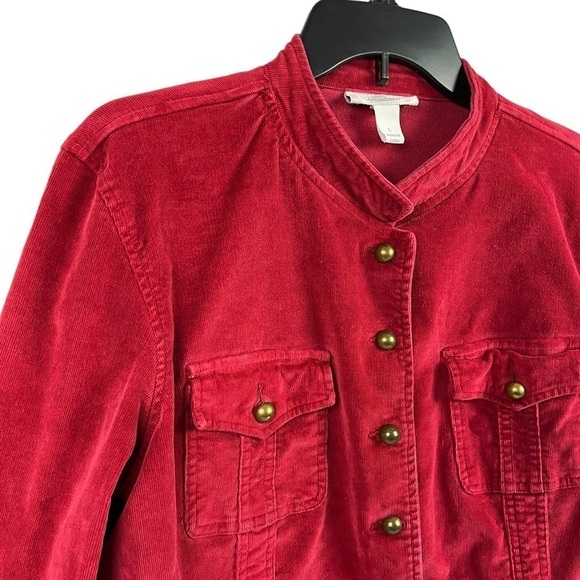 Dressbarn Womens Corduroy Jacket Red Stretch Pockets Large - Picture 3 of 10
